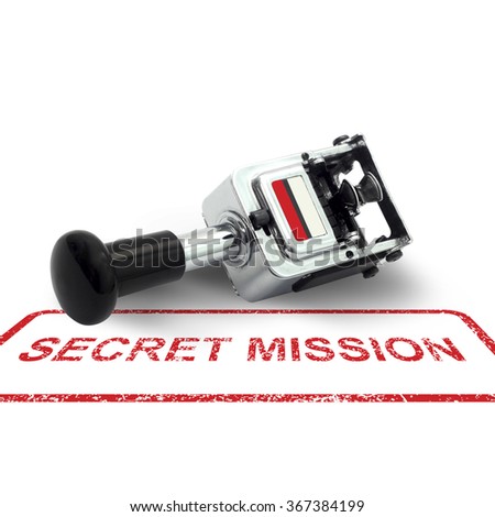 Rubber Stamp SECRET MISSION concept on a white background