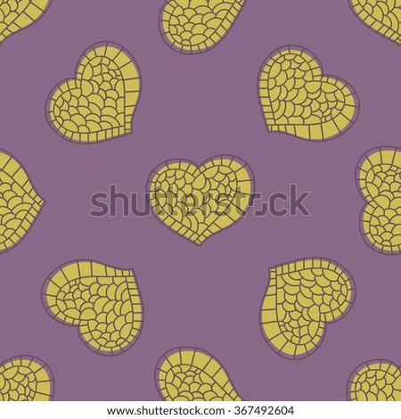 Abstract seamless pattern of doodle heart. Vector illustration.