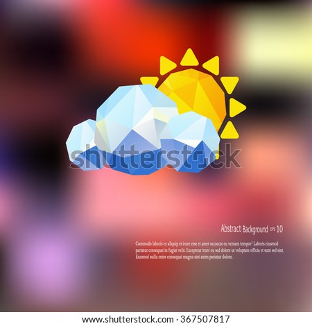 low poly fair weather geometric icon on blur background