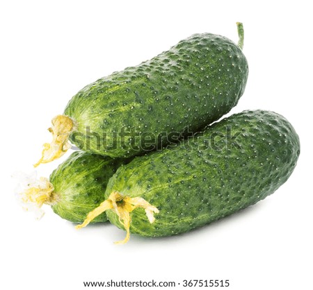 Fresh ripe green cucumbers isolated on white background.