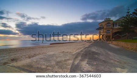 Cottesloe Beach at Sunset. Motion Blur, Soft Focus due to Slow Shutter Speed Shot.