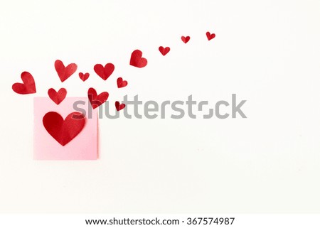 Valentine's day,Paper is red  heart ,Creative design for white background.