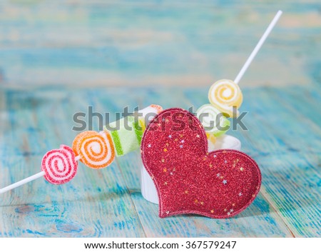 Valentine Day candy in glass jar 