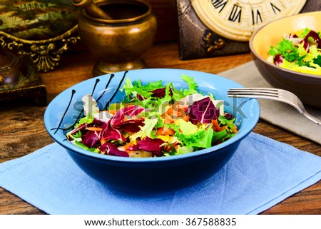 Mixed salad (arugula, chard, corn, carrots, mesklan, iceberg Studio Photo