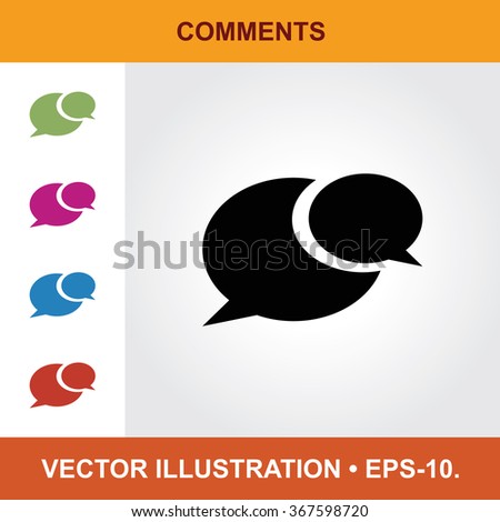 Vector Icon Of Comments With Title & Small Multicolored Icons. Eps-10.