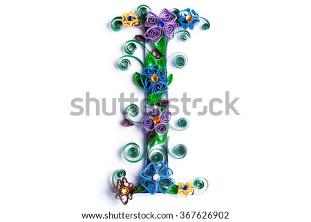 Spring theme quilling letter from quilling fonts collection Royalty-Free Stock Photo #367626902