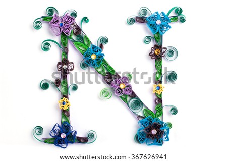 Spring theme quilling letter from quilling fonts collection Royalty-Free Stock Photo #367626941