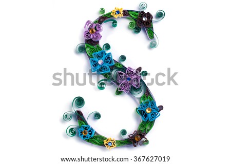 Spring theme quilling letter from quilling fonts collection Royalty-Free Stock Photo #367627019