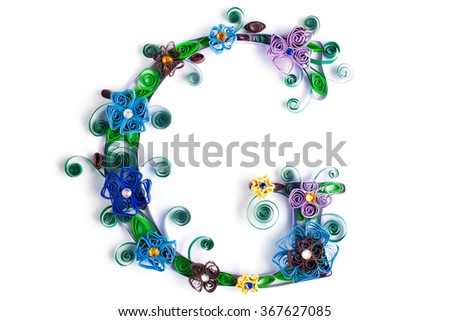 Spring theme quilling letter from quilling fonts collection Royalty-Free Stock Photo #367627085