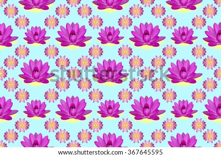 Repeating pattern of water lily. Seamless pattern for design, Closeup from lotus flower

