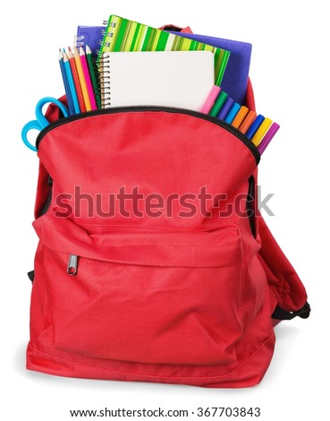 Schoolbag with supplies. Royalty-Free Stock Photo #367703843