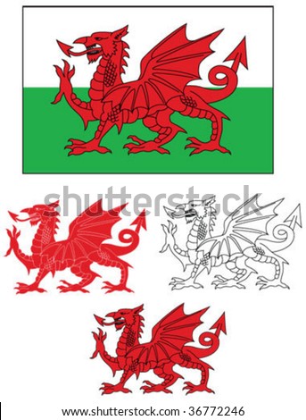 Welsh Flag with dragon variations Royalty-Free Stock Photo #36772246