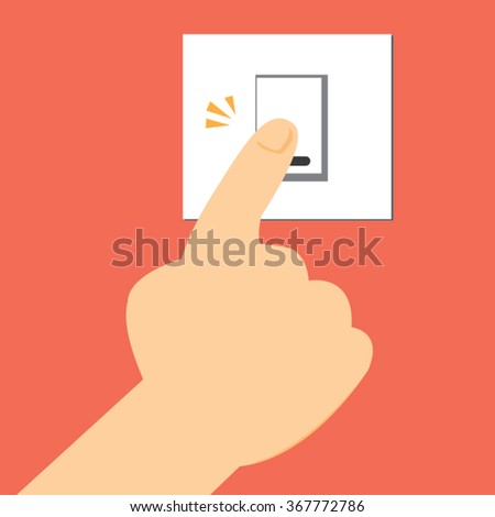 hand pushing on electric button  switch-vector Royalty-Free Stock Photo #367772786