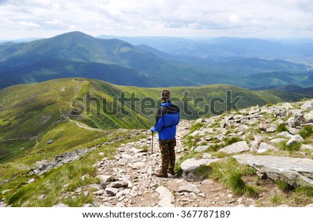 Man standing on the mountain. Carpathian