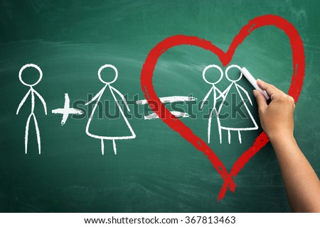 he  plus she equals love, alone stickman plus alone stickwoman  equals love, concept valentineÃ?Â¢??s day Royalty-Free Stock Photo #367813463