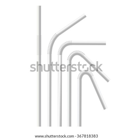 Empty White Drinking Straws Set. Vector illustration Royalty-Free Stock Photo #367818383