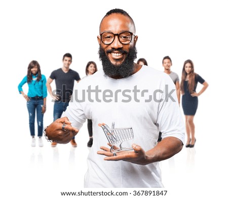 black man holding a shopping cart