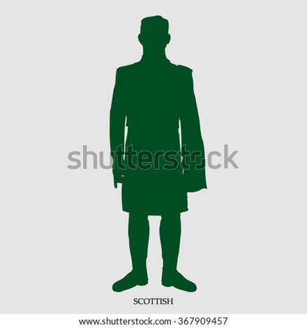 Scottish noble man in kilt silhouette