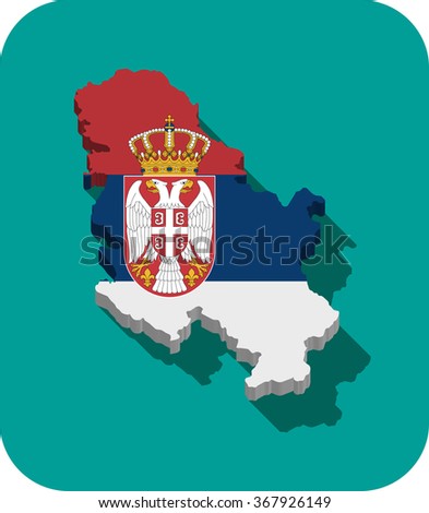Serbia - 3D map and flag