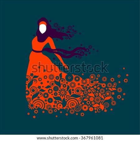 girl in hijab covered in an orange dress