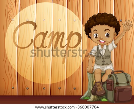 African American boy in camping outfit illustration