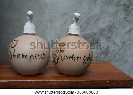 Shampoo and shower bottles