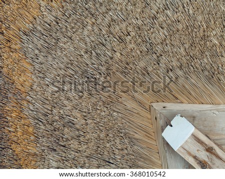 Detail of Japanese traditional thatched straw roof house.