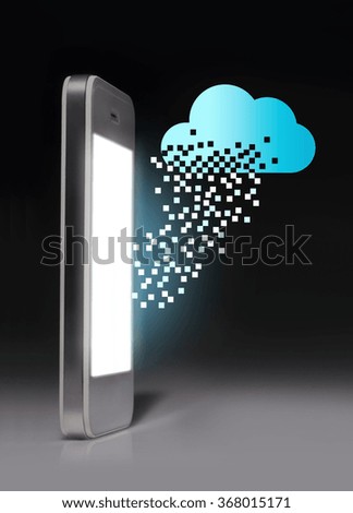 Cloud computing technology with smartphone on dark background. Cloud computing is a general term for the delivery of hosted services over the Internet.