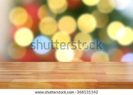 Empty wooden table and christmas holiday background, Ready for your product display montage