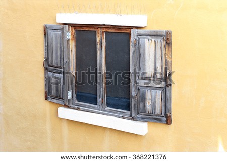 Open Old Window On Brick Wall