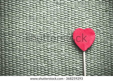 Valentines day heart shape on linen fabric.