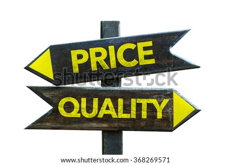 Price - Quality signpost isolated on white background