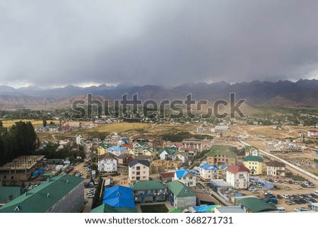 city on the background of the mountains