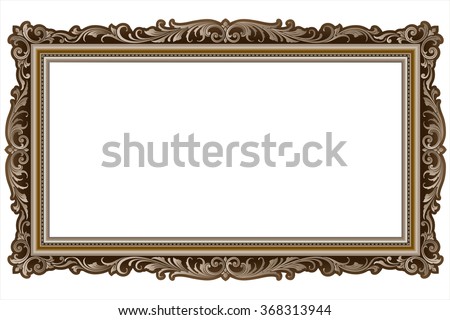 Vector vintage border frame engraving with retro ornament pattern in antique rococo style decorative design