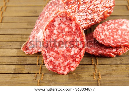 salami isolated on a vintage background. Stock image
