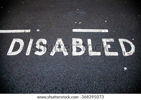 Disable parking road sign marking on tarmac