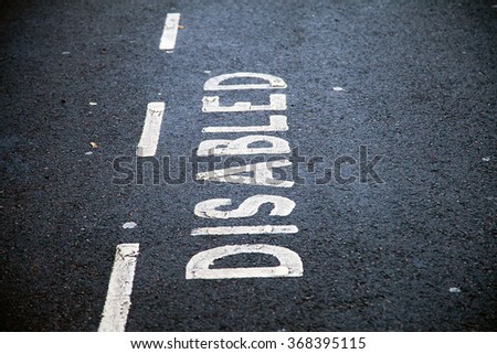 Disable parking road sign marking on tarmac