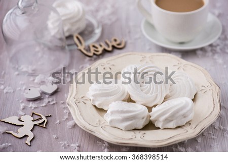 White apple marshmallows, homemade zephyr for valentine day