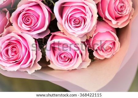Bouquet of Beautiful Pink Roses, shallow DOF, selective focus