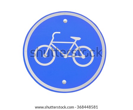 Bicycle lane sign isolated on white background.