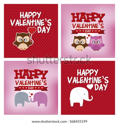 Set of colored backgrounds with text and animals for valentine's day