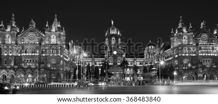 Chhatrapati Shivaji Terminus (CST) formerly Victoria Terminus in Mumbai, India is a UNESCO World Heritage Site Circa 26, January 2016