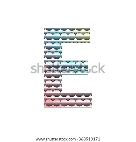 Paper cut vector letters E and bright retro color Vector Illustration EPS10 with clipping mask