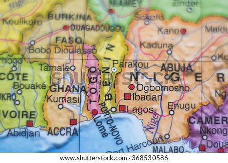 Photo of a map of Togo and the capital Lome .