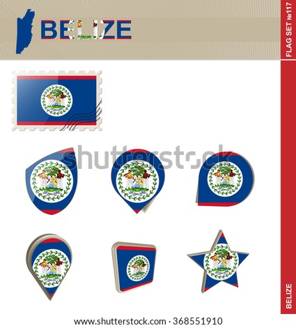 Belize Flag Set, Flag Set 117. Rasterized Copy.