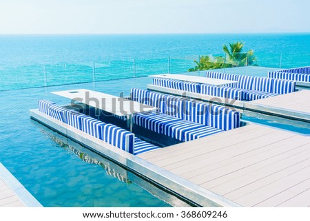 Outdoor deck with beautiful sea background