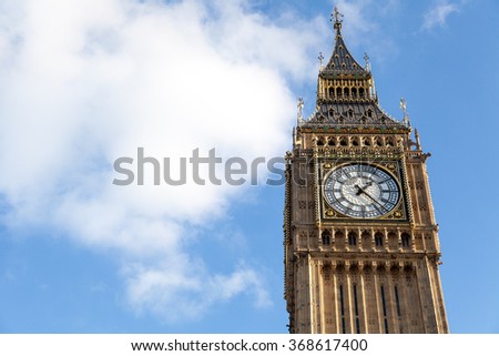 Close up Big Ben clock face, London