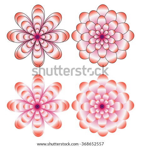 Set of Vectorized Flowers. Vector illustration. Set of flower blossoms and elements for design and decoration. 