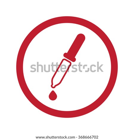 Flat red Pipette icon in circle on white