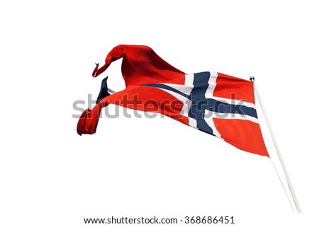 Norwegian national flag, isolated over white
